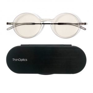 ThinOptics FrontPage Manhattan Black Reading Glasses + Milano Case 2.5