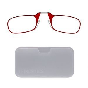 ThinOptics Clear Pod/Red Glasses +1.00