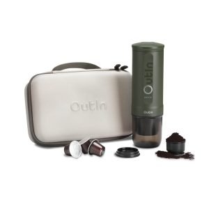 Outin Nano Portable Espresso Machine with Travel Case - Forest Green